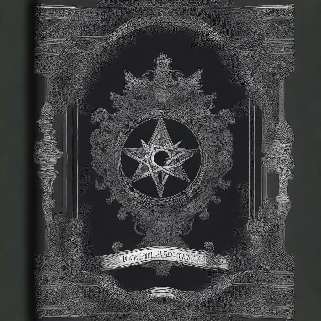 A book cover featuring a supernatural school, rendered in shades of black and gray