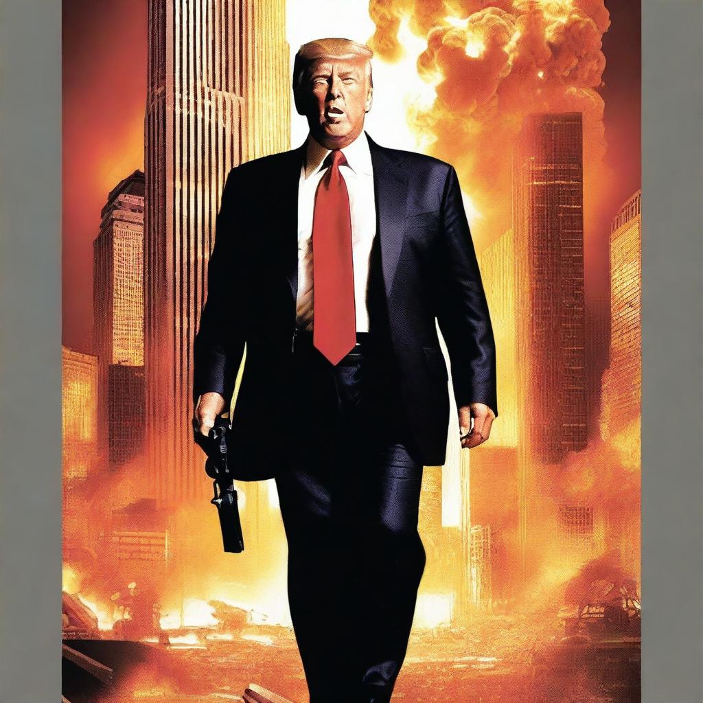 A movie poster for Die Hard, but instead of Bruce Willis, it features Donald Trump in the iconic pose