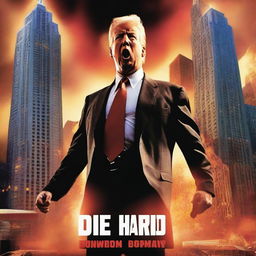 A movie poster for Die Hard, but instead of Bruce Willis, it features Donald Trump in the iconic pose