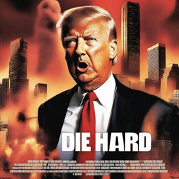 A movie poster for Die Hard, but instead of Bruce Willis, it features Donald Trump in the iconic pose