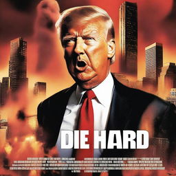 A movie poster for Die Hard, but instead of Bruce Willis, it features Donald Trump in the iconic pose