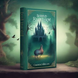 A captivating book cover featuring an enchanted forest with mystical creatures and a hidden castle in the background