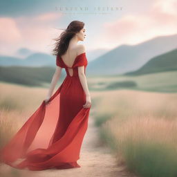 A book cover featuring a woman in a mid-length red dress that flows gently