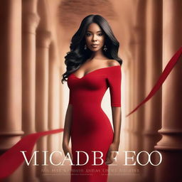 A book cover featuring a woman in a mid-length red bodycon dress that accentuates her figure