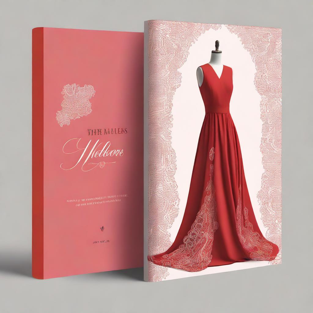 A striking red dress displayed prominently on the cover of a book