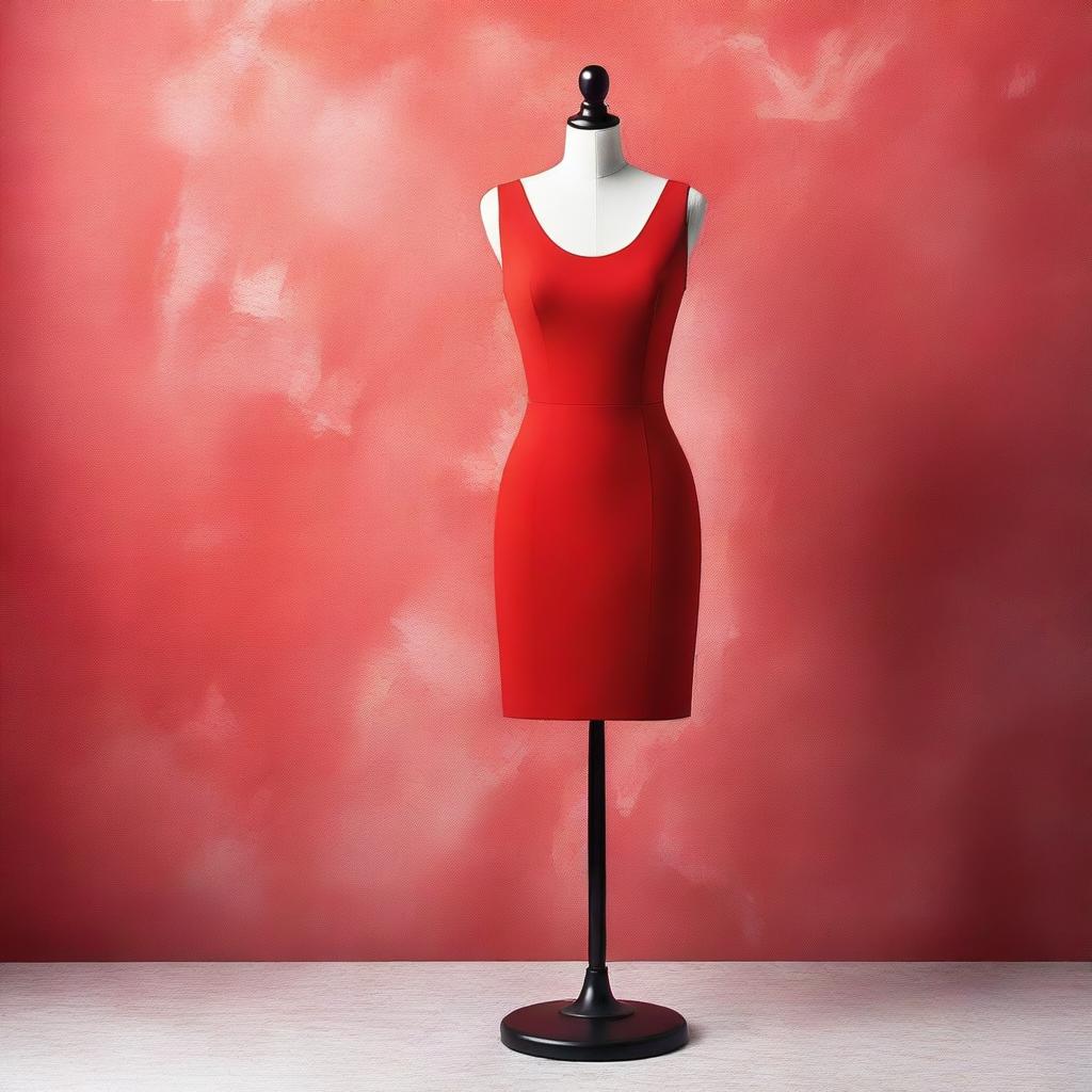 A red bodycon dress displayed on a mannequin, set against a chic and stylish background designed for a book cover