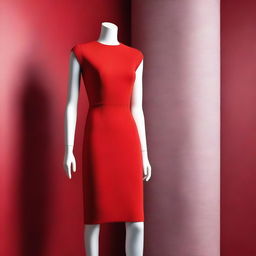 A red bodycon dress displayed on a mannequin, set against a chic and stylish background designed for a book cover