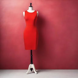 A red bodycon dress displayed on a mannequin, set against a chic and stylish background designed for a book cover