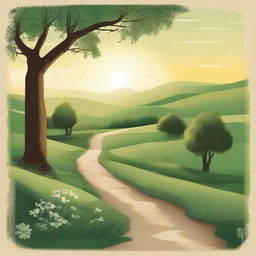 A serene and inspiring image depicting a journey through a beautiful landscape, symbolizing the continuous nature of Bible study