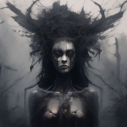 A depiction of a corruption goddess, embodying the essence of decay and malevolence