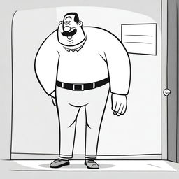 A humorous and exaggerated cartoon-style depiction of a man with an unusually large posterior