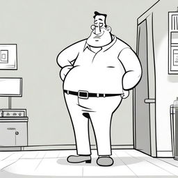 A humorous and exaggerated cartoon-style depiction of a man with an unusually large posterior