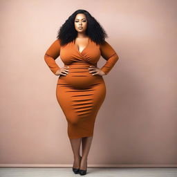 A beautiful woman with curves standing confidently