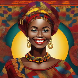 A beautiful African woman with radiant skin and a confident smile