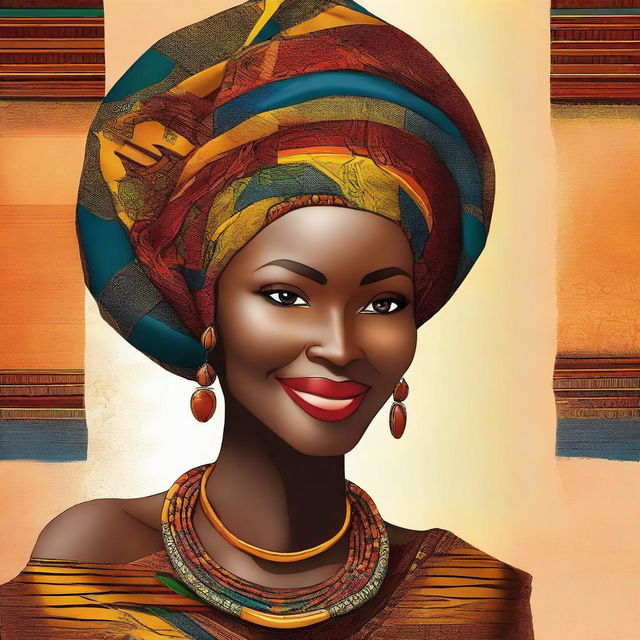 A beautiful African woman with radiant skin and a confident smile