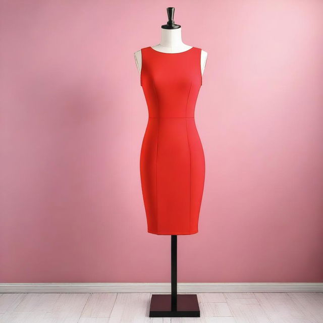 A red bodycon dress displayed on a mannequin