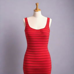 A red bodycon dress displayed on a mannequin