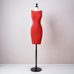 A red bodycon dress displayed on a mannequin