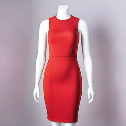 A red bodycon dress displayed on a mannequin