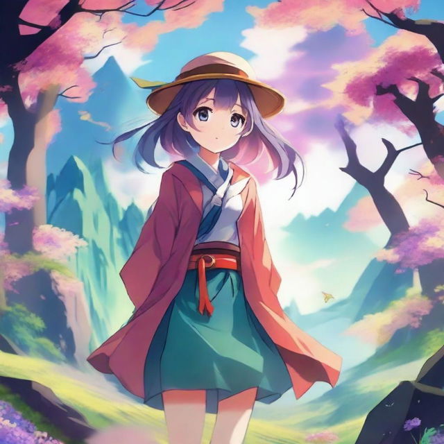 Create an anime-style image featuring vibrant colors, expressive characters, and dynamic poses