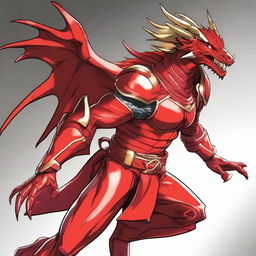 Create an illustration of the Red Dragon Keeper from the TV anime 'Go! Go! Loser Ranger'