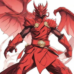 Create an illustration of the Red Dragon Keeper from the TV anime 'Go! Go! Loser Ranger'