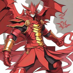 Create an illustration of the Red Dragon Keeper from the TV anime 'Go! Go! Loser Ranger'