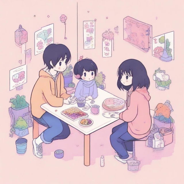 Create an image featuring characters from the game Omori