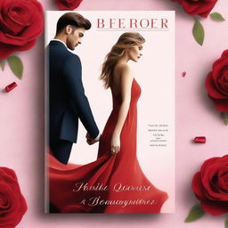 A romantic book cover featuring a flowing red bodycon dress extending across the cover