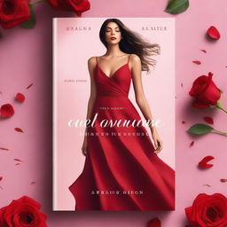 A romantic book cover featuring a flowing red bodycon dress extending across the cover