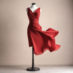 A red bodycon dress flowing gracefully across a neutral background, focusing on its elegance and dynamic movement, with no person or mannequin