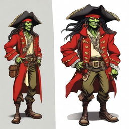 Create an image of a DnD goblin character who is a pirate wizard