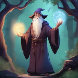 A detailed illustration of a wizard casting a spell, perfect for a Dungeons & Dragons character sheet