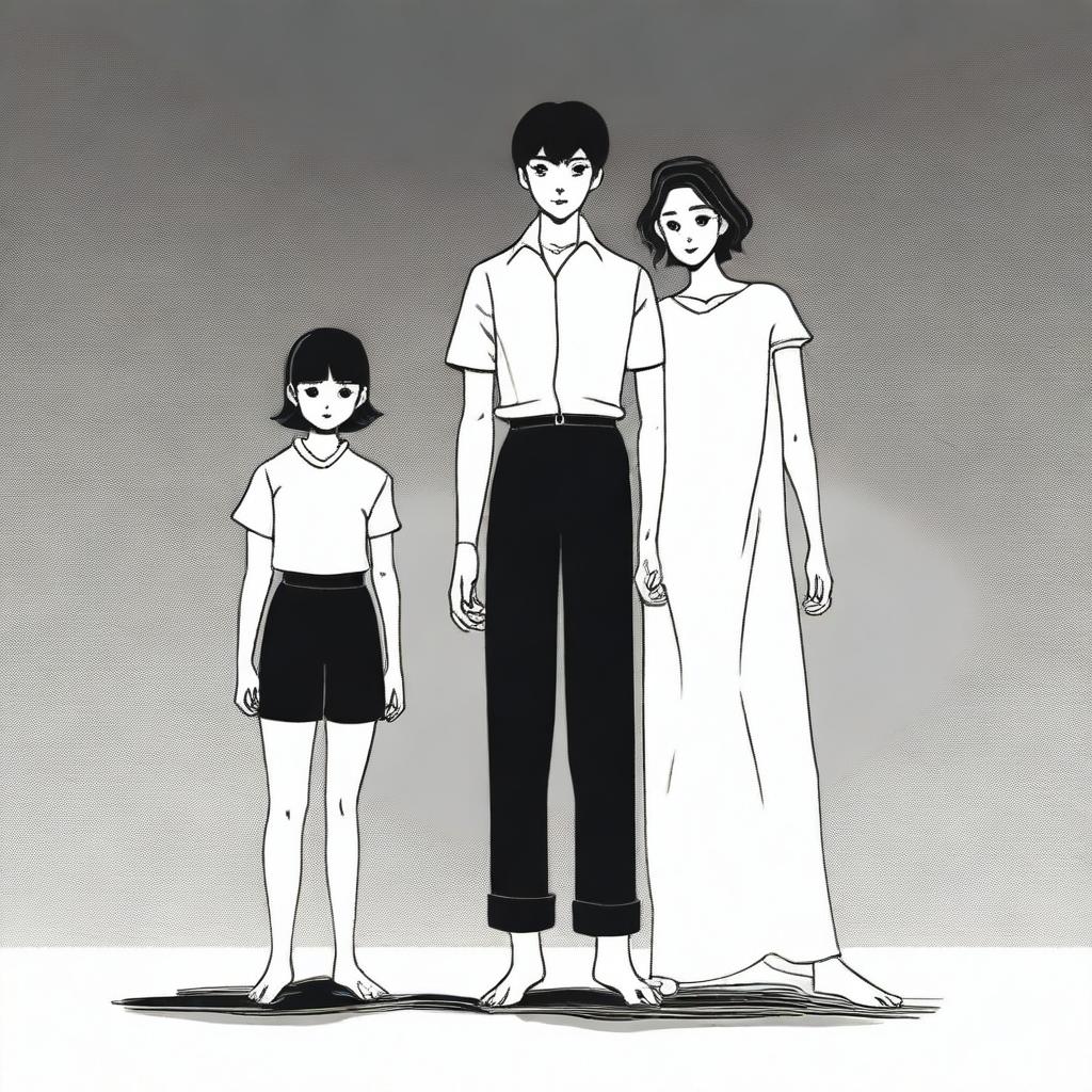 A tall woman with a short boy who appears to be her servant