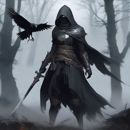 A Dungeons and Dragons female character inspired by Eileen the Crow from Bloodborne