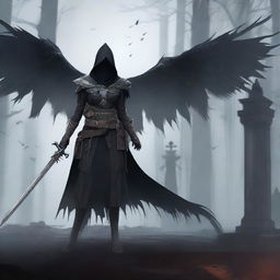 A Dungeons and Dragons female character inspired by Eileen the Crow from Bloodborne