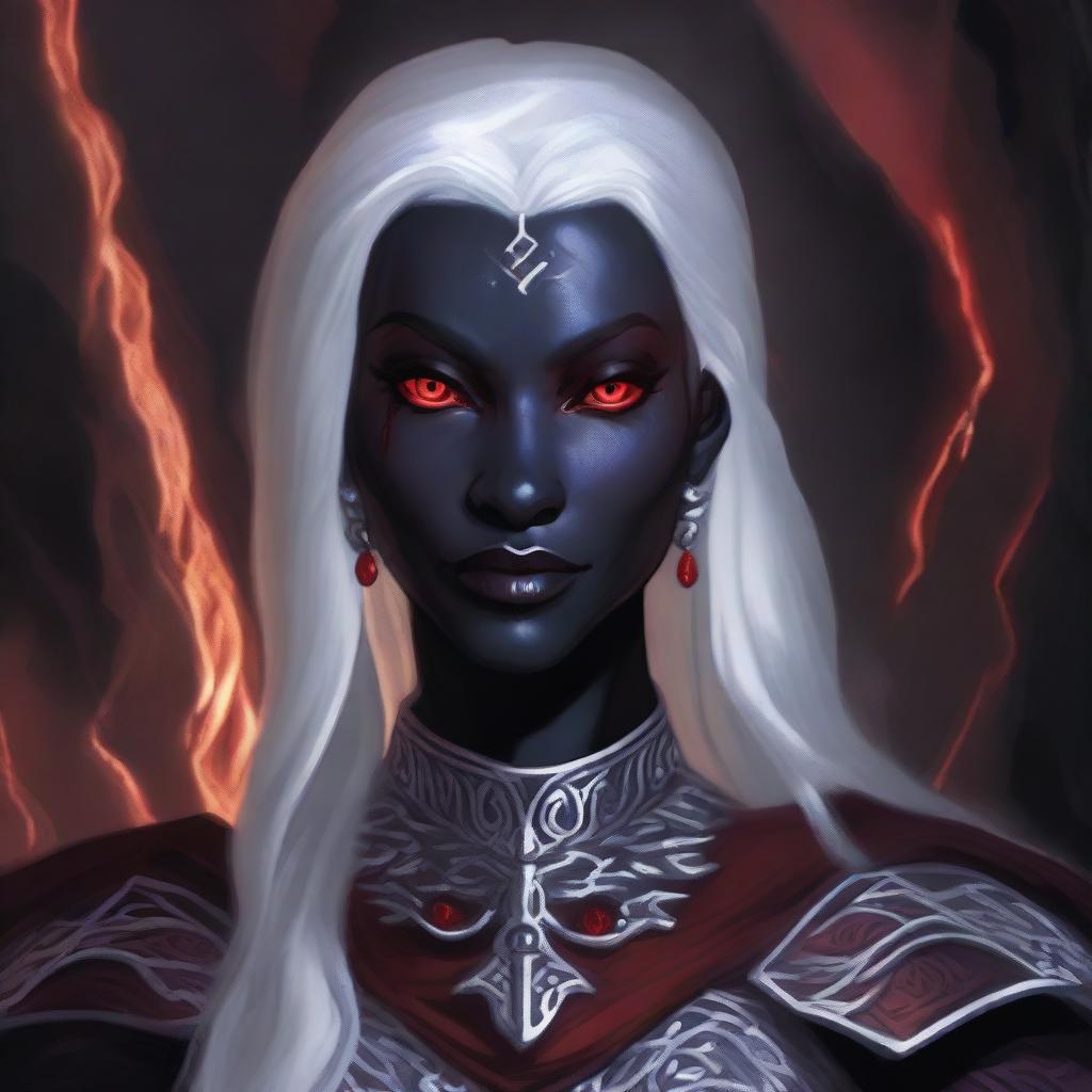 A detailed portrait of a female drow from Dungeons & Dragons