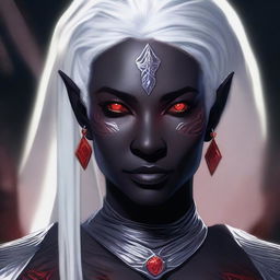 A detailed portrait of a female drow from Dungeons & Dragons