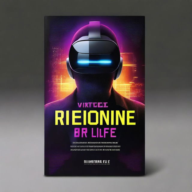 Create a book cover design for a novel titled 'Virtual Reckoning: A Game of Life and Death in Virtual Reality' by JustBella