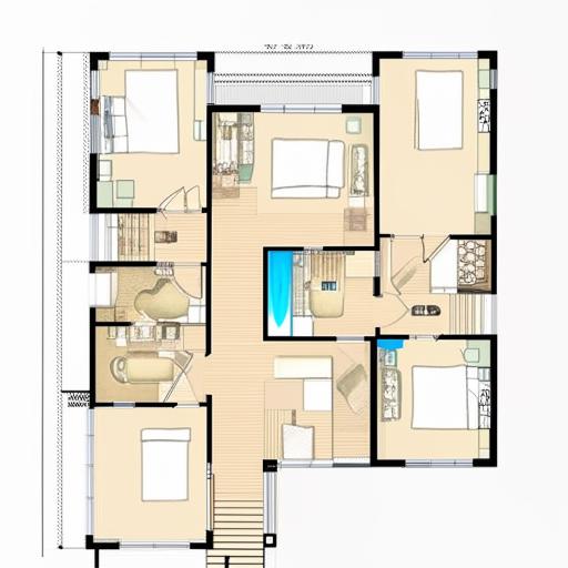 A 2D floor plan of a 13 feet by 36 feet area, containing two bedrooms, two bathrooms, a balcony, a dining hall, a kitchen, and stairs.