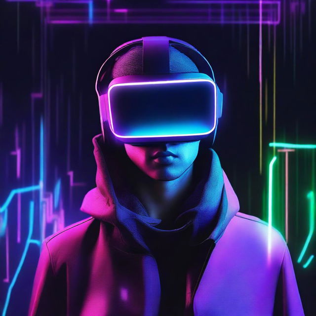 Create an eye-catching visual representing the blend of reality and virtual reality