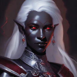 A detailed portrait of a female drow from Dungeons & Dragons