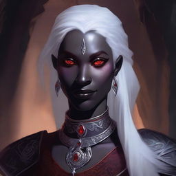 A detailed portrait of a female drow from Dungeons & Dragons