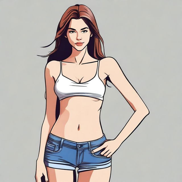 Draw a beautiful and alluring young woman with minimal clothing, emphasizing her attractiveness