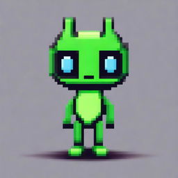 A pixel art image of an alien character viewed from the side