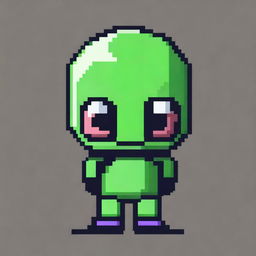 A pixel art image of an alien character viewed from the side