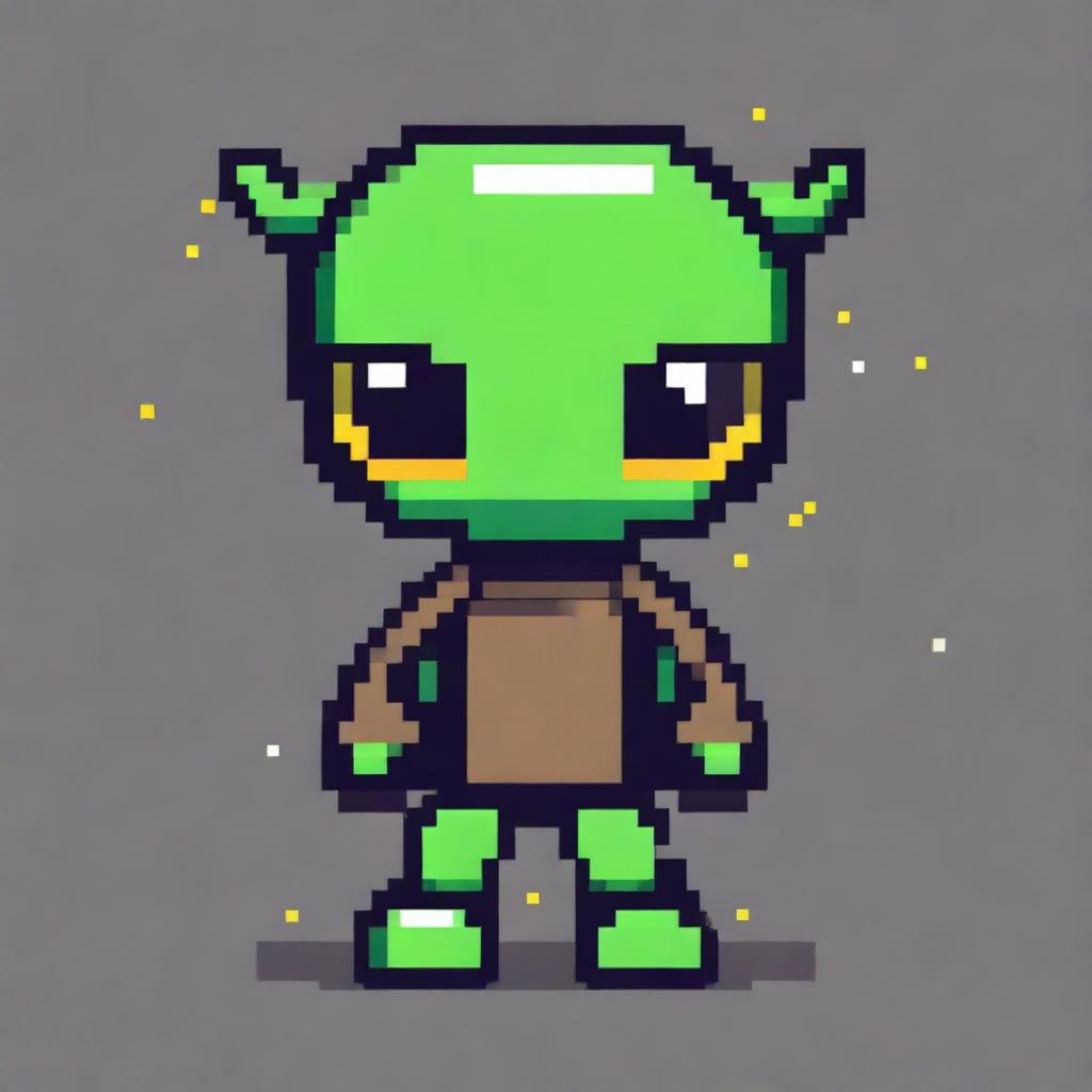 A pixel art image of an alien character viewed from the side