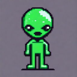 A pixel art image of an alien character viewed from the side