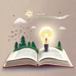 Crea una portada para un libro que combine una lupa, una cabeza llena de ideas y un foco de luz