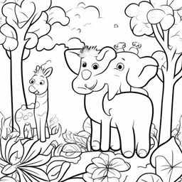 A fun and engaging animal coloring book page for kids